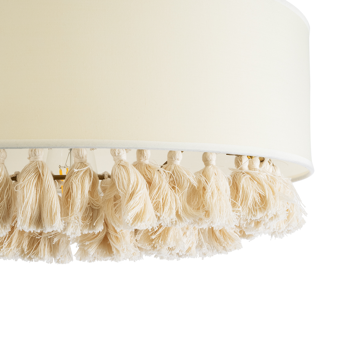 GloboStar® GINGER 02100 Boho Κρεμαστό Φωτιστικό Καπέλο Μονόφωτο 1 x E27 IP20 Μπεζ Ύφασμα με Μπεζ Σχοινί - Μ50 x Π50 x Υ25cm