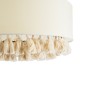 GloboStar® GINGER 02100 Boho Κρεμαστό Φωτιστικό Καπέλο Μονόφωτο 1 x E27 IP20 Μπεζ Ύφασμα με Μπεζ Σχοινί - Μ50 x Π50 x Υ25cm