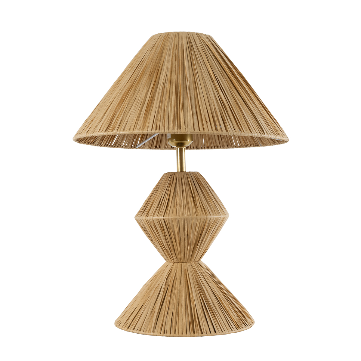 GloboStar® LUANA 02107 Boho Επιτραπέζιο Φωτιστικό Μονόφωτο 1 x E27 AC220-240V IP20 - Φ40 x Υ50cm - Μπεζ Καφέ Φυσική Ράφια Άχυρο Καπέλο