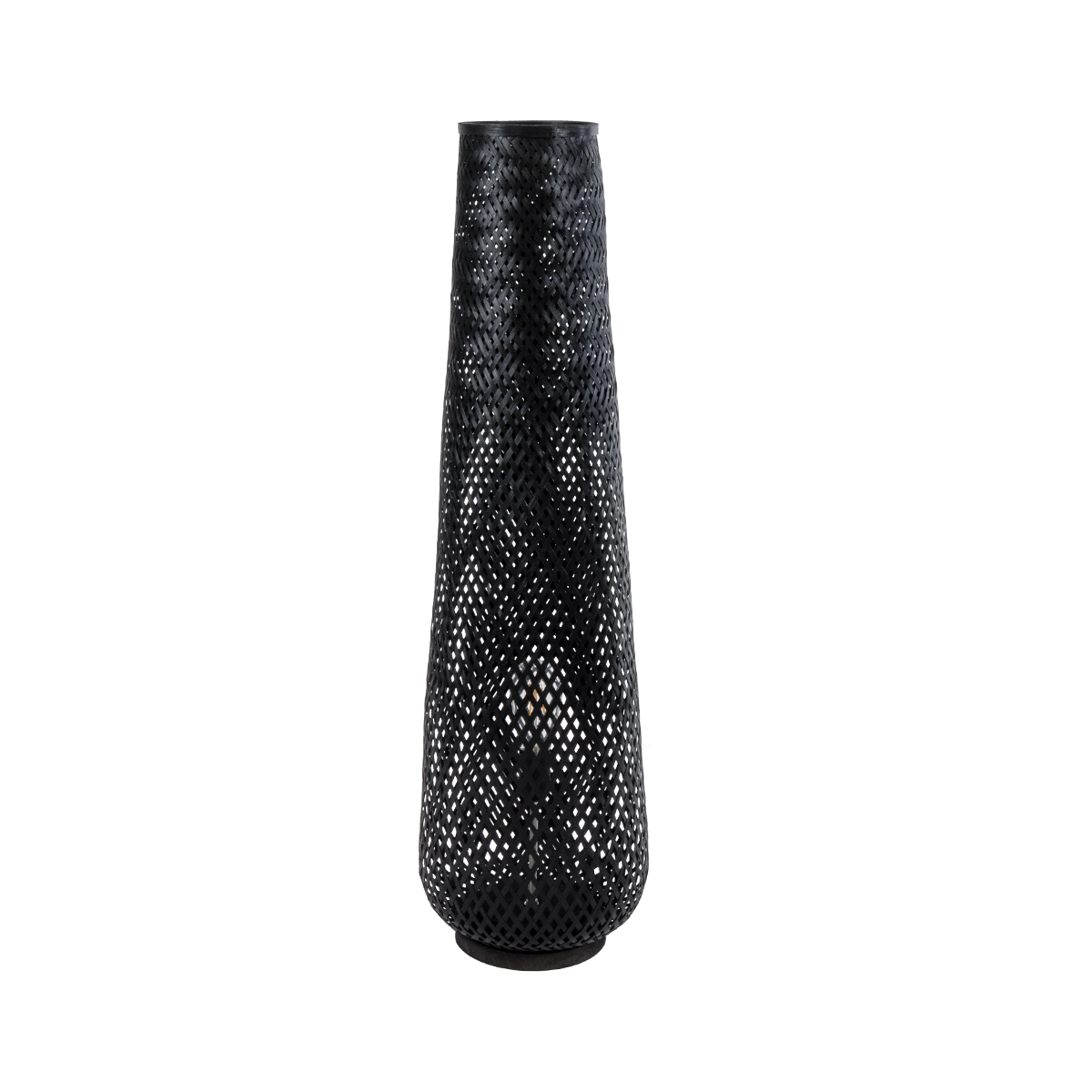 GloboStar® MAMIZU 02110 Boho Επιδαπέδιο Φωτιστικό Μονόφωτο 1 x E27 IP20 Μαύρο Ξύλο - Μ28 x Π28 x Υ93cm