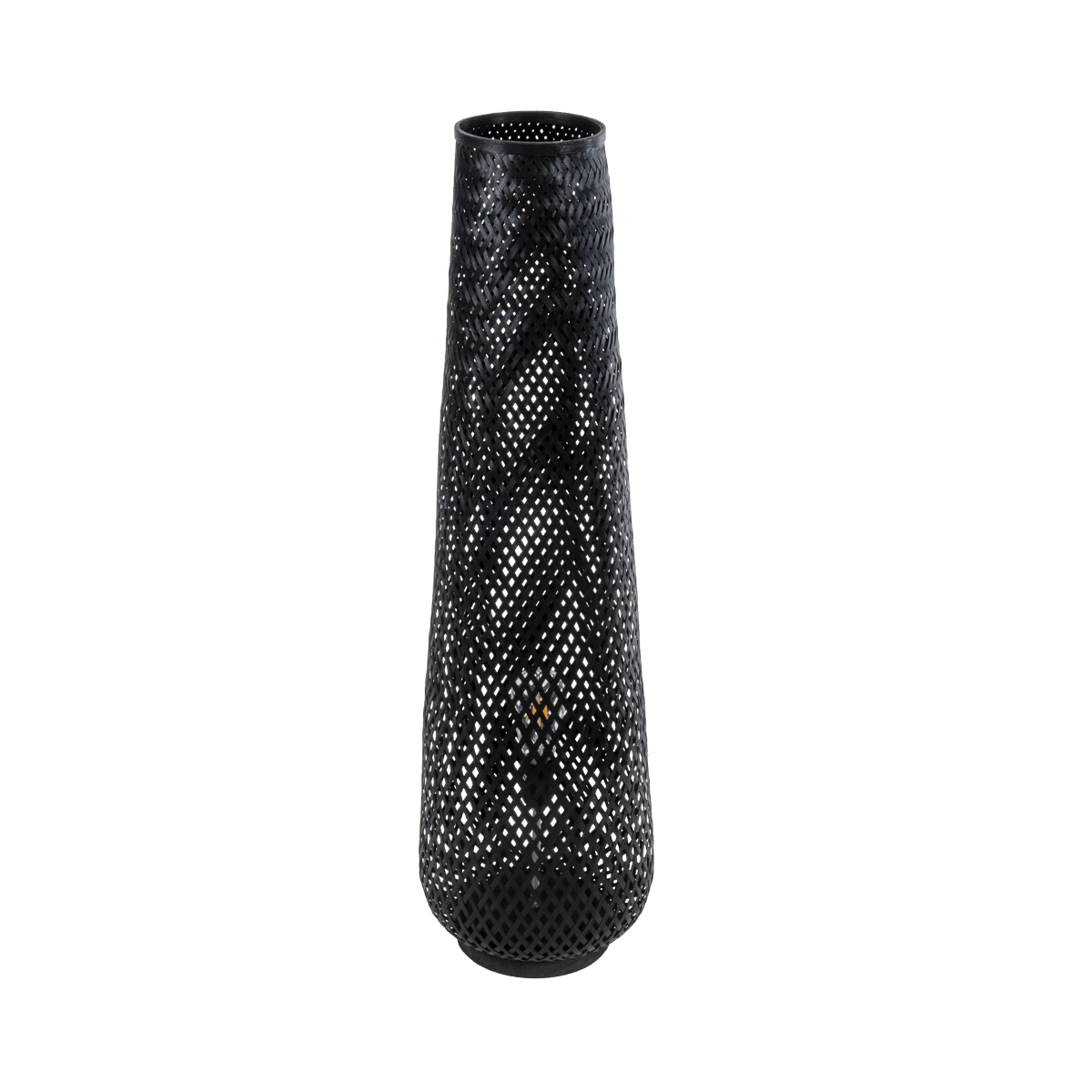 GloboStar® MAMIZU 02110 Boho Επιδαπέδιο Φωτιστικό Μονόφωτο 1 x E27 IP20 Μαύρο Ξύλο - Μ28 x Π28 x Υ93cm