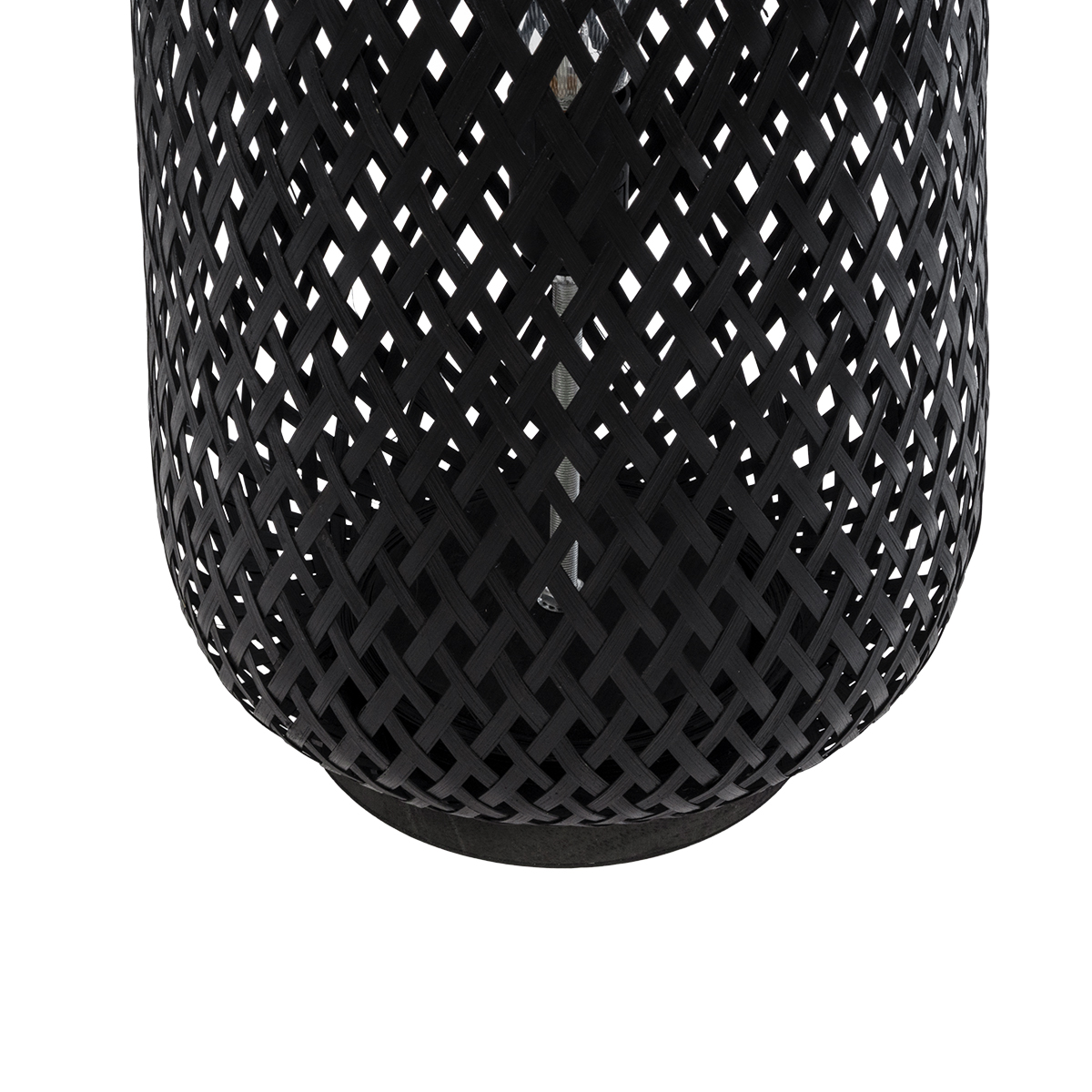 GloboStar® MAMIZU 02110 Boho Επιδαπέδιο Φωτιστικό Μονόφωτο 1 x E27 IP20 Μαύρο Ξύλο - Μ28 x Π28 x Υ93cm