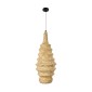 GloboStar® MAUI 02114 Boho Κρεμαστό Φωτιστικό Πλέγμα Μονόφωτο 1 x E27 IP20 Μπεζ Ξύλο - Μ30 x Π30 x Y77cm