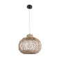 GloboStar® ECUADOR 02115 Boho Κρεμαστό Φωτιστικό Πλέγμα Μονόφωτο 1 x E27 IP20 Μπεζ Rattan - Μ35 x Π35 x Υ28cm