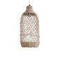 GloboStar® ECUADOR 02116 Boho Κρεμαστό Φωτιστικό Πλέγμα Μονόφωτο 1 x E27 IP20 Μπεζ Rattan - Μ23 x Π23 x Υ50cm