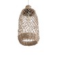 GloboStar® ECUADOR 02116 Boho Κρεμαστό Φωτιστικό Πλέγμα Μονόφωτο 1 x E27 IP20 Μπεζ Rattan - Μ23 x Π23 x Υ50cm