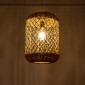 GloboStar® ECUADOR 02117 Boho Κρεμαστό Φωτιστικό Πλέγμα Μονόφωτο 1 x E27 IP20 Μπεζ Rattan - Μ28 x Π28 x Υ40cm