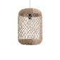GloboStar® ECUADOR 02117 Boho Κρεμαστό Φωτιστικό Πλέγμα Μονόφωτο 1 x E27 IP20 Μπεζ Rattan - Μ28 x Π28 x Υ40cm