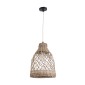 GloboStar® ECUADOR 02118 Boho Κρεμαστό Φωτιστικό Πλέγμα Μονόφωτο 1 x E27 IP20 Μπεζ Rattan - Μ25 x Π25 x Υ35cm