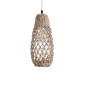 GloboStar® ECUADOR 02119 Boho Κρεμαστό Φωτιστικό Πλέγμα Μονόφωτο 1 x E27 IP20 Μπεζ Rattan - Μ15 x Π15 x Υ35cm