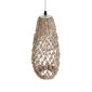 GloboStar® ECUADOR 02119 Boho Κρεμαστό Φωτιστικό Πλέγμα Μονόφωτο 1 x E27 IP20 Μπεζ Rattan - Μ15 x Π15 x Υ35cm