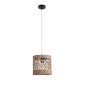 GloboStar® ECUADOR 02120 Boho Κρεμαστό Φωτιστικό Πλέγμα Μονόφωτο 1 x E27 IP20 Μπεζ Rattan - Μ20 x Π20 x Υ20cm
