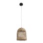 GloboStar® ECUADOR 02121 Boho Κρεμαστό Φωτιστικό Πλέγμα Μονόφωτο 1 x E27 IP20 Μπεζ Rattan - Μ20 x Π20 x Υ25cm