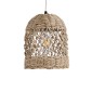 GloboStar® ECUADOR 02121 Boho Κρεμαστό Φωτιστικό Πλέγμα Μονόφωτο 1 x E27 IP20 Μπεζ Rattan - Μ20 x Π20 x Υ25cm