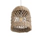 GloboStar® ECUADOR 02121 Boho Κρεμαστό Φωτιστικό Πλέγμα Μονόφωτο 1 x E27 IP20 Μπεζ Rattan - Μ20 x Π20 x Υ25cm
