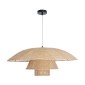 GloboStar® ZORA 02139 Boho Κρεμαστό Φωτιστικό Καμπάνα Μονόφωτο 1 x E27 IP20 Μπεζ Ύφασμα - Μ80 x Π80 x Υ32cm