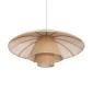 GloboStar® ZORA 02139 Boho Κρεμαστό Φωτιστικό Καμπάνα Μονόφωτο 1 x E27 IP20 Μπεζ Ύφασμα - Μ80 x Π80 x Υ32cm