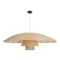 GloboStar® ZORA 02140 Boho Κρεμαστό Φωτιστικό Καμπάνα Μονόφωτο 1 x E27 IP20 Μπεζ Ύφασμα - Μ120 x Π120 x Υ40cm