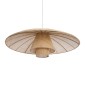 GloboStar® ZORA 02140 Boho Κρεμαστό Φωτιστικό Καμπάνα Μονόφωτο 1 x E27 IP20 Μπεζ Ύφασμα - Μ120 x Π120 x Υ40cm