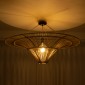 GloboStar® PALERMO 02153 Boho Φωτιστικό Οροφής Πλέγμα Μονόφωτο 1 x E27 IP20 Μπεζ Ξύλο - Μ100 x Π100 x Υ55cm