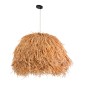 GloboStar® GUADELOUPE 02155 Boho Κρεμαστό Φωτιστικό Πλέγμα Μονόφωτο 1 x E27 IP20 Καφέ Ράφια - Μ80 x Π80 x Υ60cm