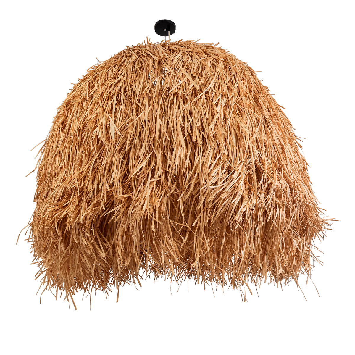 GloboStar® GUADELOUPE 02156 Boho Κρεμαστό Φωτιστικό Καμπάνα Μονόφωτο 1 x E27 IP20 Μπεζ Ράφια - Μ120 x Π120 x Υ100cm