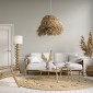 GloboStar® GUADELOUPE 02157 Boho Κρεμαστό Φωτιστικό Πλέγμα Μονόφωτο 1 x E27 IP20 Μπεζ Ράφια - Μ50 x Π50 x Υ40cm