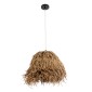 GloboStar® GUADELOUPE 02157 Boho Κρεμαστό Φωτιστικό Πλέγμα Μονόφωτο 1 x E27 IP20 Μπεζ Ράφια - Μ50 x Π50 x Υ40cm