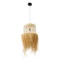 GloboStar® BASSETERRE 02162 Boho Κρεμαστό Φωτιστικό Πλεγμα Μονόφωτο 1 x E27 IP20 Μπεζ Ξύλο - Μ35 x Π35 x Υ60cm