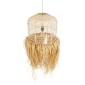 GloboStar® BASSETERRE 02162 Boho Κρεμαστό Φωτιστικό Πλεγμα Μονόφωτο 1 x E27 IP20 Μπεζ Ξύλο - Μ35 x Π35 x Υ60cm