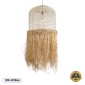 GloboStar® BASSETERRE 02163 Boho Κρεμαστό Φωτιστικό Πλέγμα Μονόφωτο 1 x E27 IP20 Μπεζ Ξύλο με Καφέ Ράφια - Μ70 x Π70 x Υ170cm