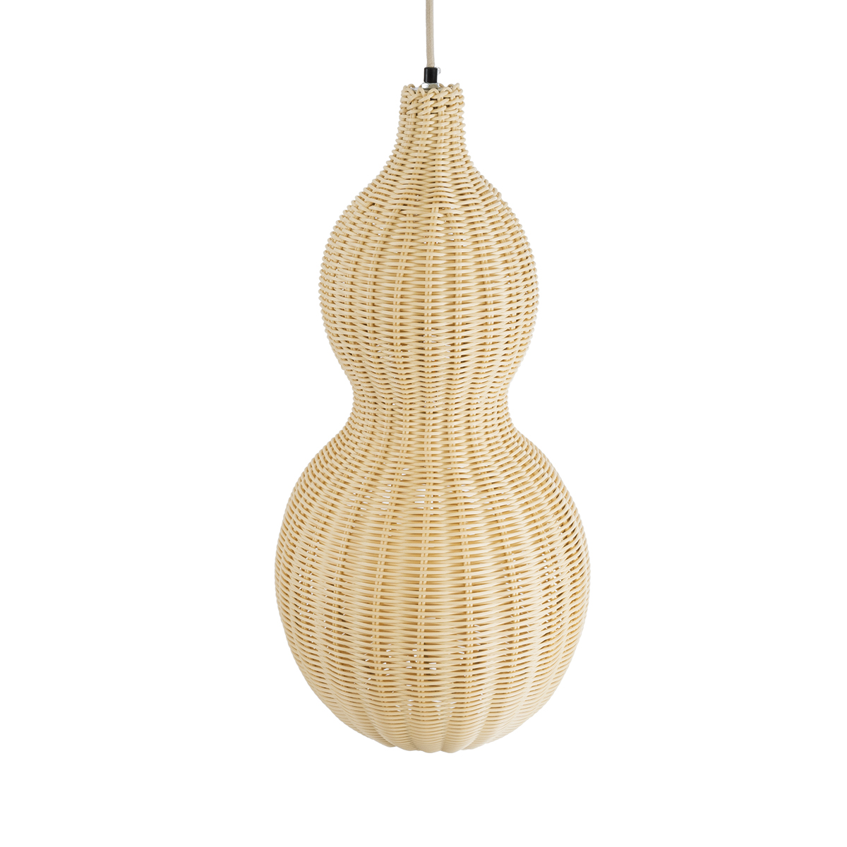 GloboStar® KINGSTOWN 02168 Boho Κρεμαστό Φωτιστικό Πλέγμα Μονόφωτο 1 x E27 IP20 Μπεζ Ξύλο - Μ30 x Π30 x Υ60cm