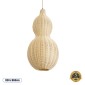 GloboStar® KINGSTOWN 02168 Boho Κρεμαστό Φωτιστικό Πλέγμα Μονόφωτο 1 x E27 IP20 Μπεζ Ξύλο - Μ30 x Π30 x Υ60cm