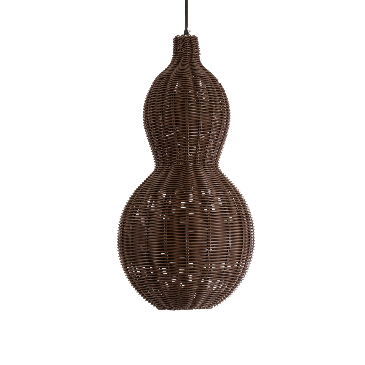 GloboStar® KINGSTOWN 02169 Boho Κρεμαστό Φωτιστικό Πλέγμα Μονόφωτο 1 x E27 IP20 Καφέ Ξύλο - Μ30 x Π30 x Υ60cm