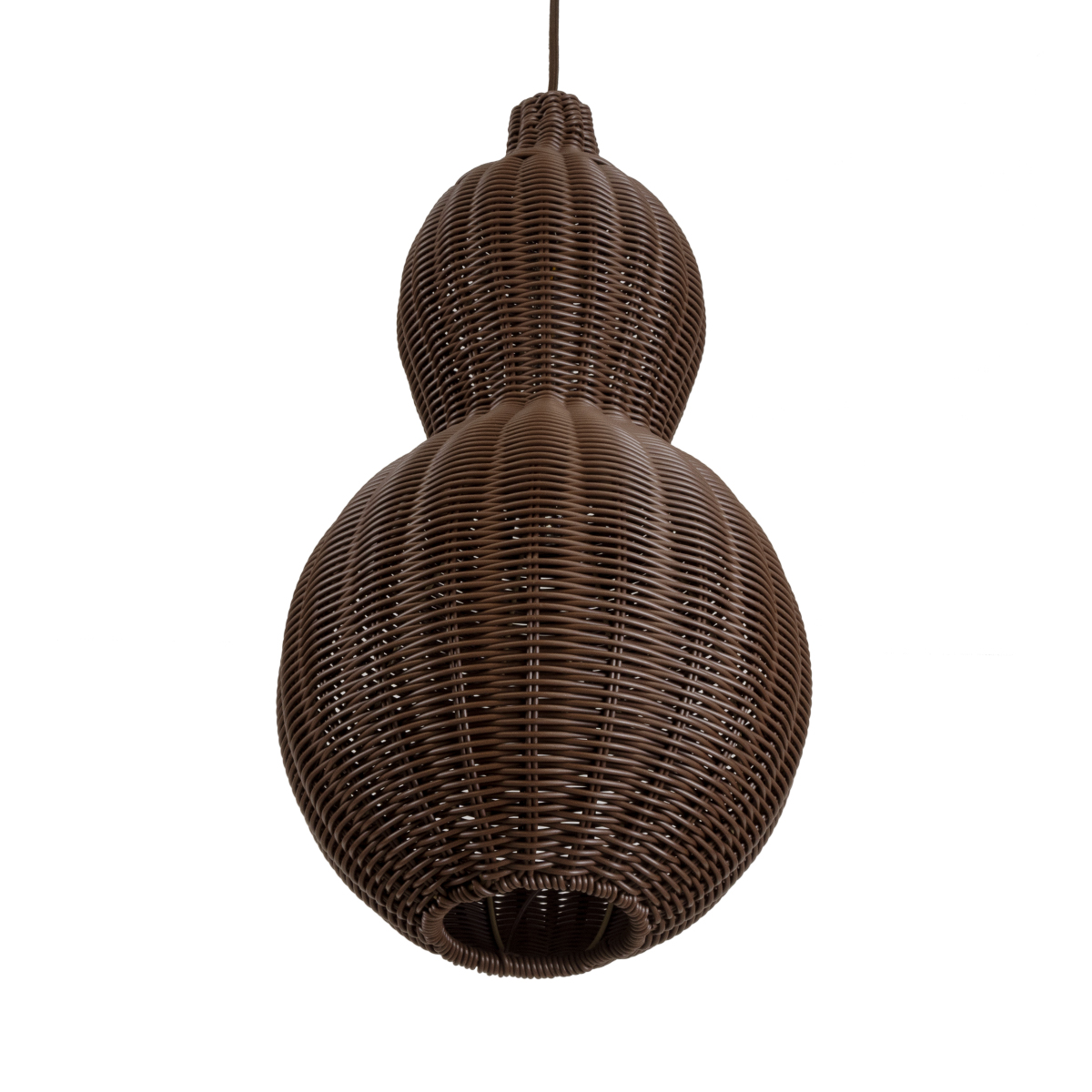 GloboStar® KINGSTOWN 02169 Boho Κρεμαστό Φωτιστικό Πλέγμα Μονόφωτο 1 x E27 IP20 Καφέ Ξύλο - Μ30 x Π30 x Υ60cm
