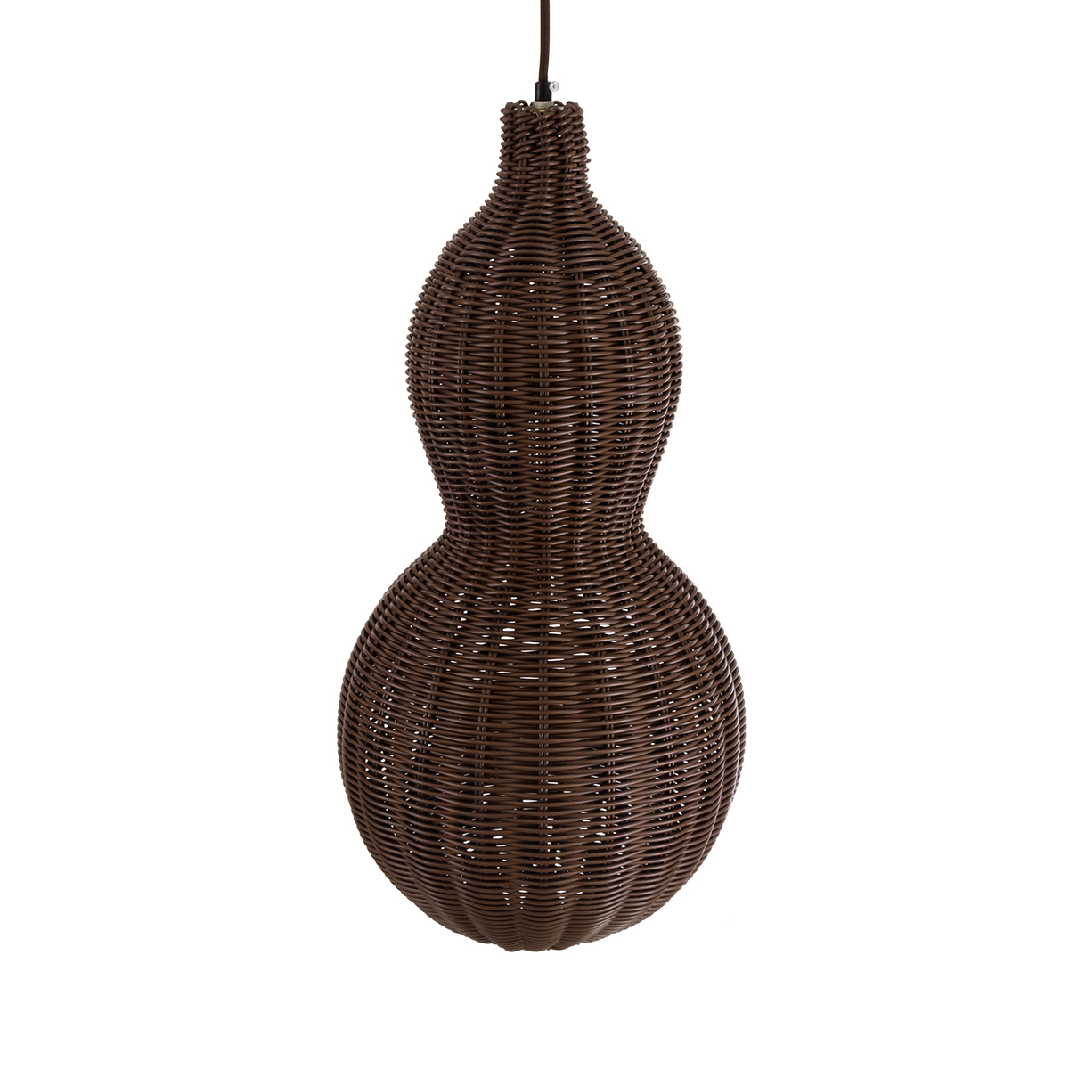 GloboStar® KINGSTOWN 02169 Boho Κρεμαστό Φωτιστικό Πλέγμα Μονόφωτο 1 x E27 IP20 Καφέ Ξύλο - Μ30 x Π30 x Υ60cm