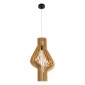 GloboStar® MIHIRO 02172 Boho Κρεμαστό Φωτιστικό Πλέγμα Μονόφωτο 1 x E27 IP20 Μπεζ Ξύλο - Μ32 x Π32 x Υ56cm