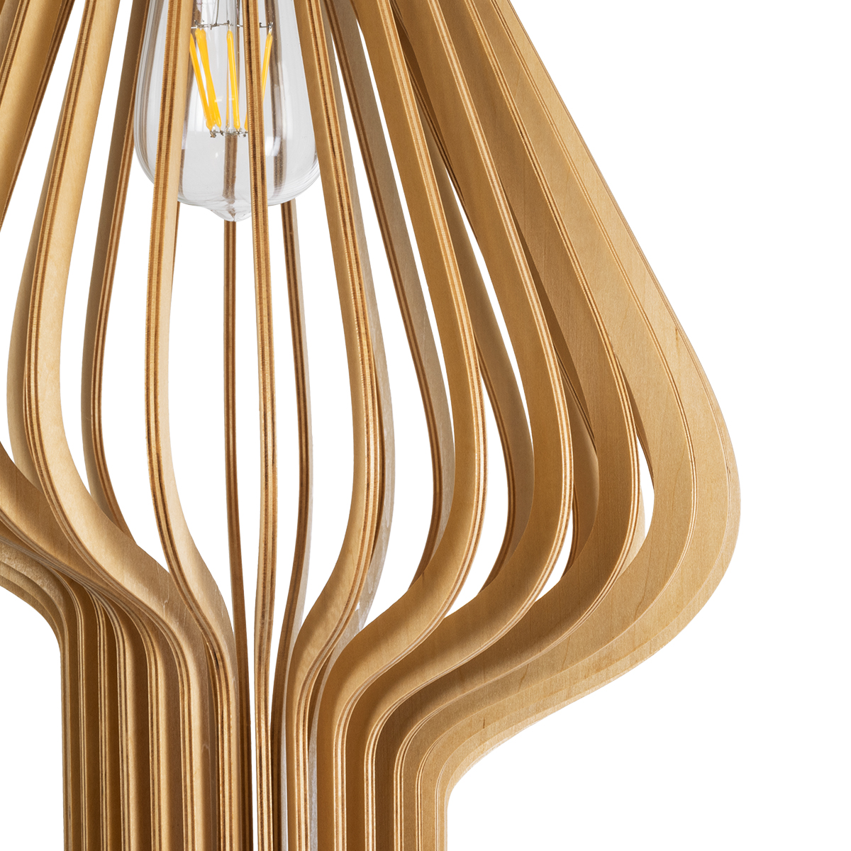 GloboStar® MIHIRO 02172 Boho Κρεμαστό Φωτιστικό Πλέγμα Μονόφωτο 1 x E27 IP20 Μπεζ Ξύλο - Μ32 x Π32 x Υ56cm