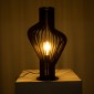 GloboStar® MIHIRO 02177 Boho Επιτραπέζιο Φωτιστικό Μονόφωτο 1 x E27 AC220-240V IP20 - Φ33 x Υ57cm - Καφέ Σκούρο Ξύλινο με Μαύρη Μεταλλική Βάση Πλέγμα