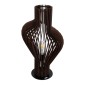 GloboStar® MIHIRO 02177 Boho Επιτραπέζιο Φωτιστικό Μονόφωτο 1 x E27 AC220-240V IP20 - Φ33 x Υ57cm - Καφέ Σκούρο Ξύλινο με Μαύρη Μεταλλική Βάση Πλέγμα