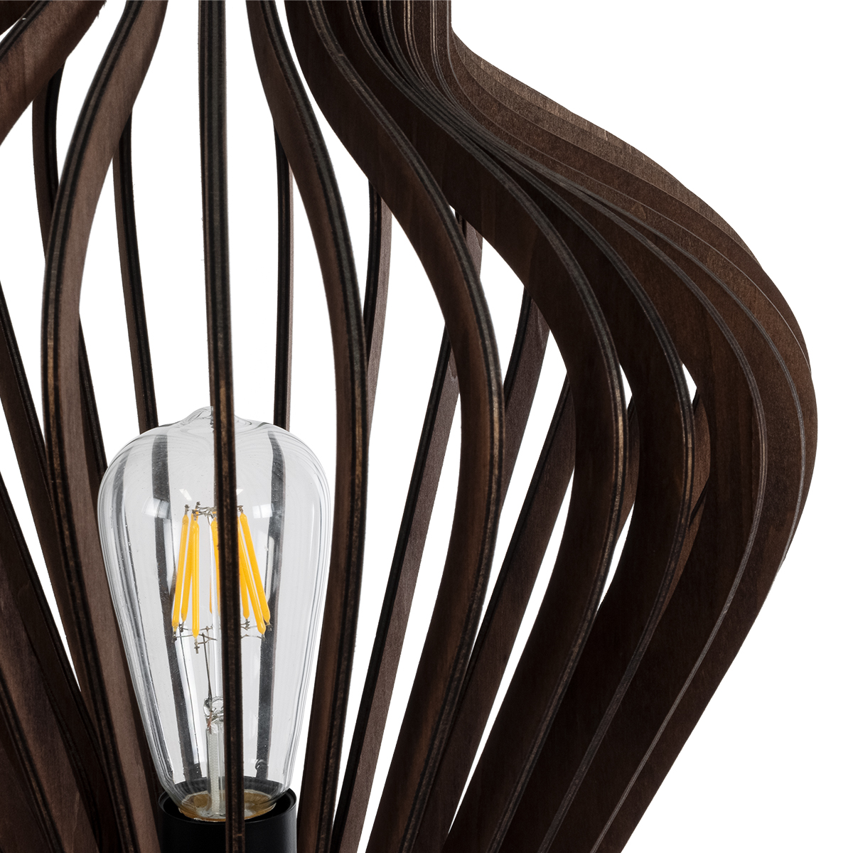 GloboStar® MIHIRO 02177 Boho Επιτραπέζιο Φωτιστικό Μονόφωτο 1 x E27 AC220-240V IP20 - Φ33 x Υ57cm - Καφέ Σκούρο Ξύλινο με Μαύρη Μεταλλική Βάση Πλέγμα
