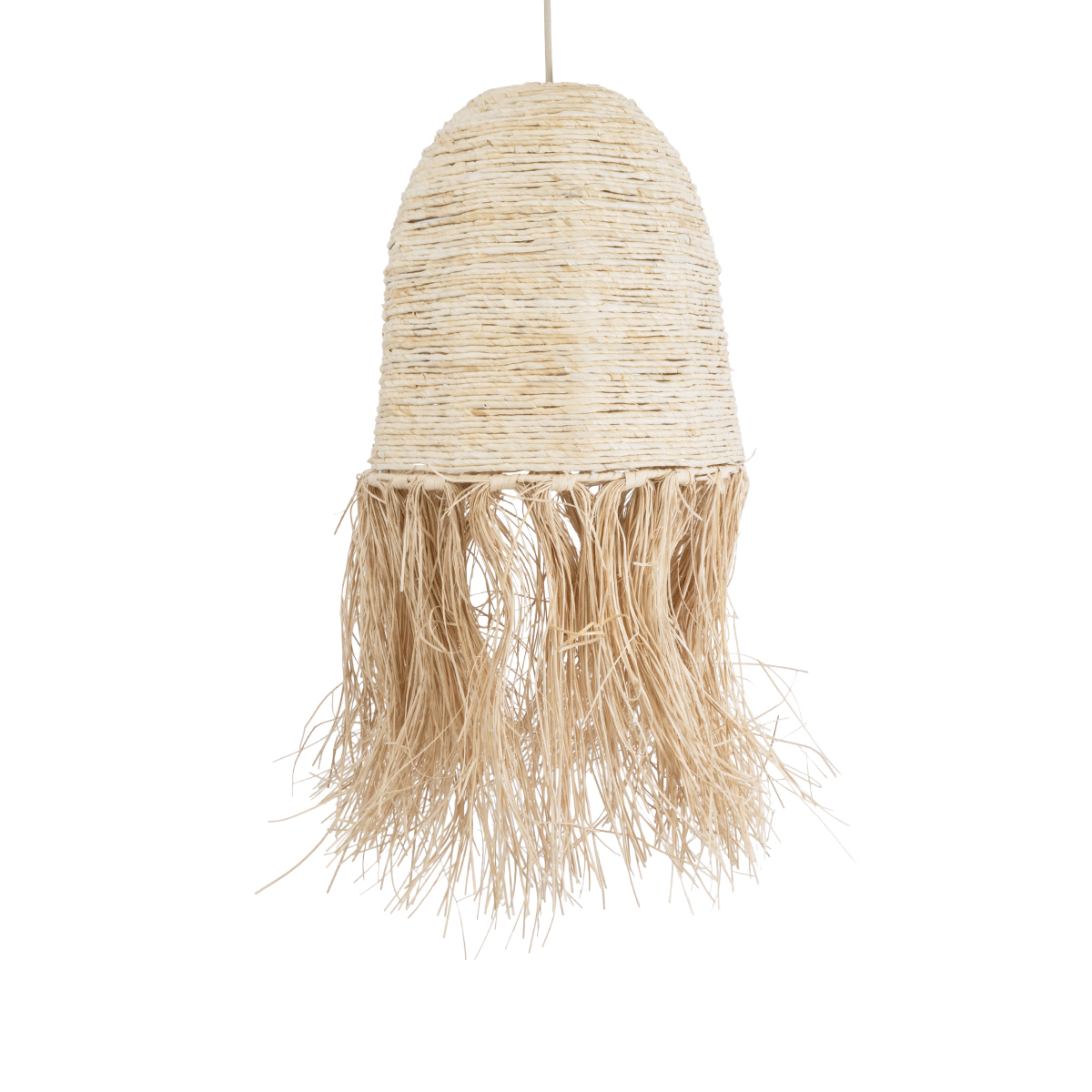 GloboStar® AREMBEPE 02178 Boho Κρεμαστό Φωτιστικό Πλέγμα Μονόφωτο 1 x E27 IP20 Μπεζ Ράφια - Μ34 x Π34 x Υ70cm