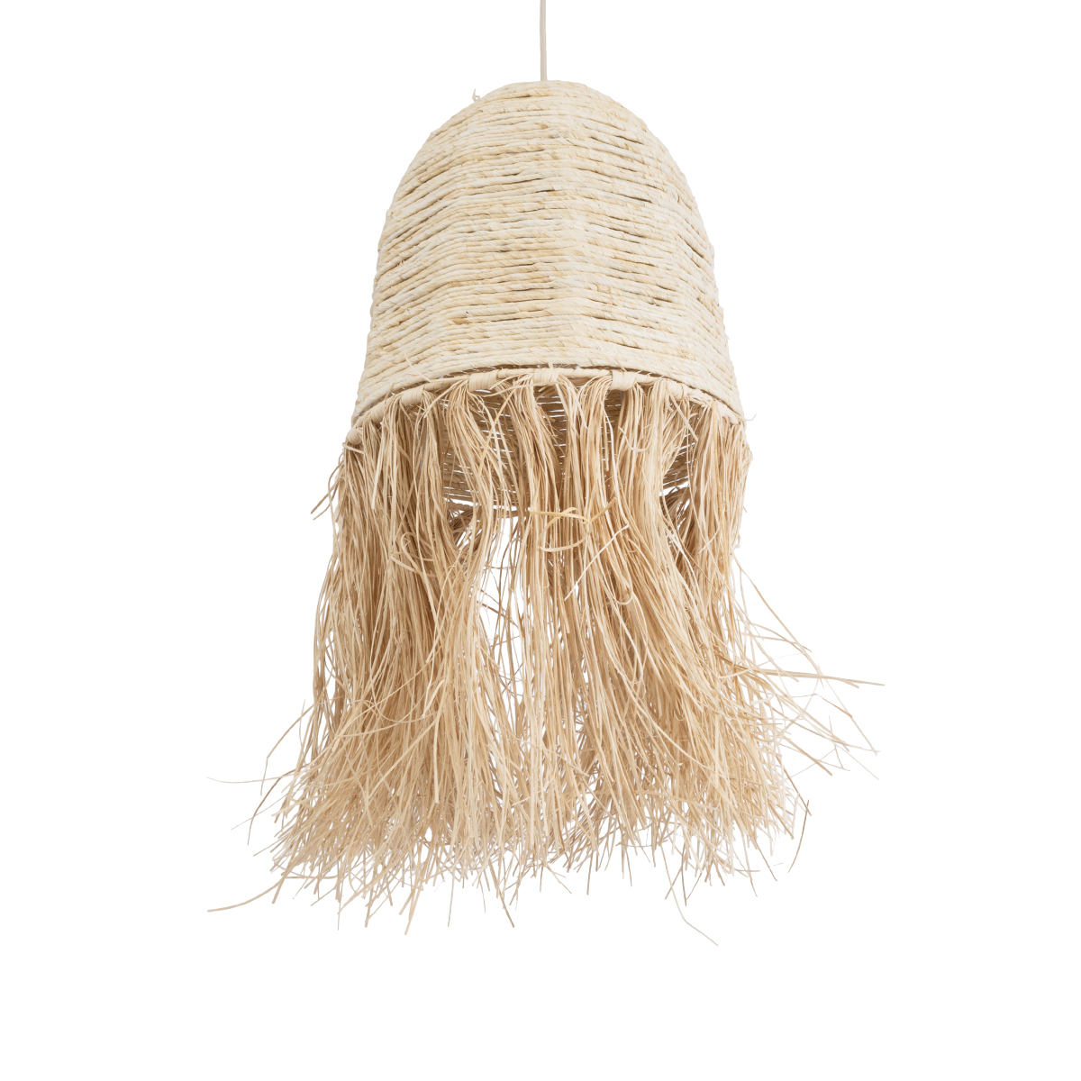 GloboStar® AREMBEPE 02178 Boho Κρεμαστό Φωτιστικό Πλέγμα Μονόφωτο 1 x E27 IP20 Μπεζ Ράφια - Μ34 x Π34 x Υ70cm