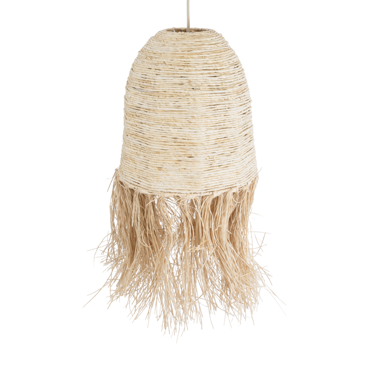 GloboStar® AREMBEPE 02178 Boho Κρεμαστό Φωτιστικό Πλέγμα Μονόφωτο 1 x E27 IP20 Μπεζ Ράφια - Μ34 x Π34 x Υ70cm