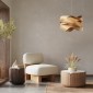 GloboStar® SARDIGNA 02180 Boho Κρεμαστό Φωτιστικό Πλέγμα Μονόφωτο 1 x E27 IP20 Καφέ Ξύλο - Μ60 x Π60 x Υ30cm