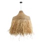 GloboStar® PORTOFERRAIO 02186 Boho Κρεμαστό Φωτιστικό Πλέγμα Μονόφωτο 1 x E27 IP20 Μπεζ Ράφια - Μ80 x Π80 x Υ120cm