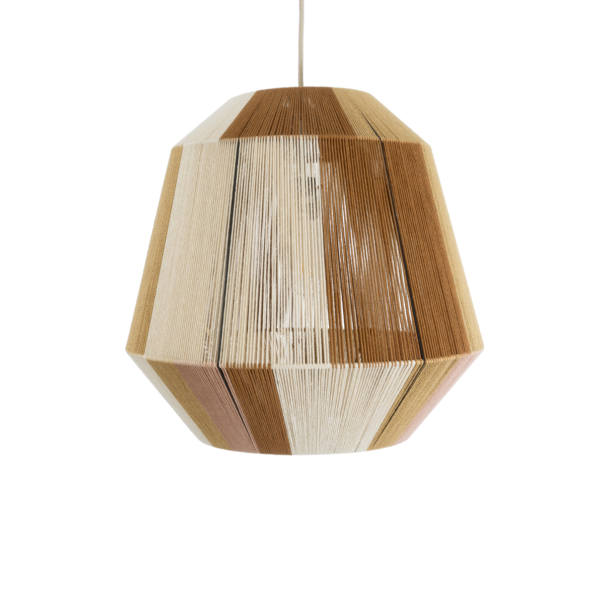 GloboStar® SALERNO 02187 Boho Κρεμαστό Φωτιστικό Πλέγμα Μονόφωτο 1 x E27 IP20 Πολύχρωμο Σχοινί - Μ50 x Π50 x Υ50cm