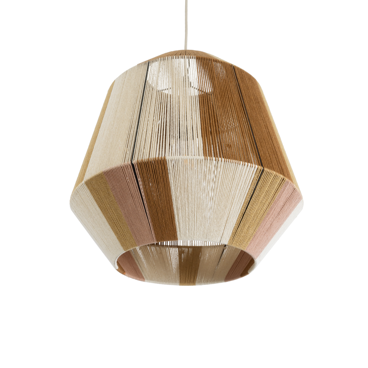 GloboStar® SALERNO 02187 Boho Κρεμαστό Φωτιστικό Πλέγμα Μονόφωτο 1 x E27 IP20 Πολύχρωμο Σχοινί - Μ50 x Π50 x Υ50cm