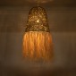 GloboStar® PORTOFERRAIO 02190 Boho Κρεμαστό Φωτιστικό Πλέγμα Μονόφωτο 1 x E27 IP20 Μπεζ Ράφια - Μ60 x Π60 x Υ120cm
