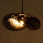 GloboStar® MEXICO 02201 Boho Κρεμαστό Φωτιστικό Πλέγμα Μονόφωτο 1 x E27 IP20 Μαύρο Ξύλο - Μ65 x Π45 x Υ18cm